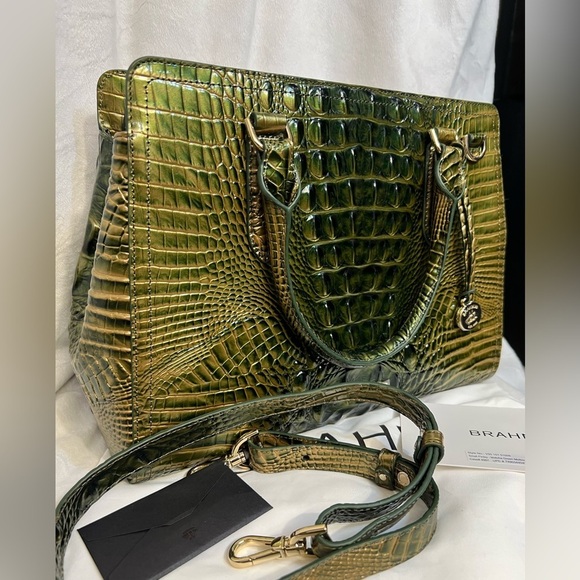 💚BRAHMIN  Melbourne Matcha Green Small Finley Carryall Satchel Bag (NWOT) 💚 - Picture 4 of 16